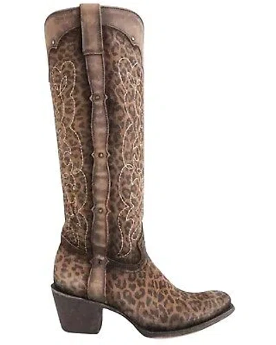 Pre-owned Corral Boots Corral Women's Leopard Print Western Boot - Round Toe - C3789 In Beige