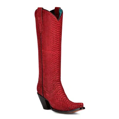 Pre-owned Corral Boots Corral Women's Red Python Tall Top Full Exotic Boots (a4194-m-05)