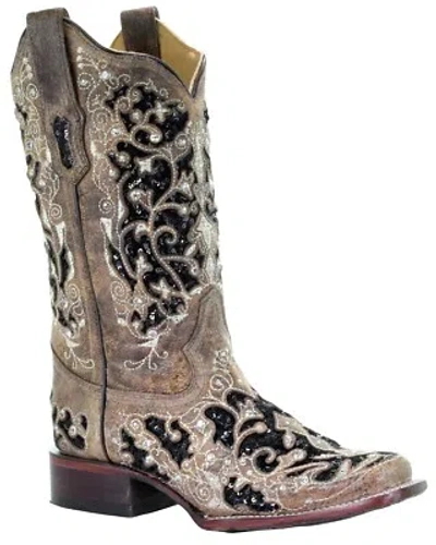 Pre-owned Corral Boots Corral Women's Sequin Inlay Western Boot - Square Toe - A3648 In Brown