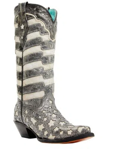 Pre-owned Corral Boots Corral Women's Stars And Stripes Blacklight Western Boot - Snip Toe - A4153