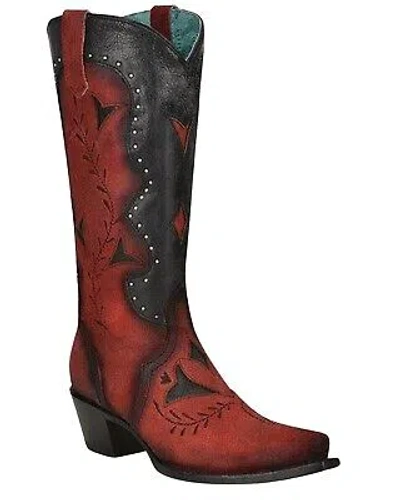 Pre-owned Corral Boots Corral Women's Studded Western Boot - Snip Toe - Z5092 6 1/2 M In Black/red
