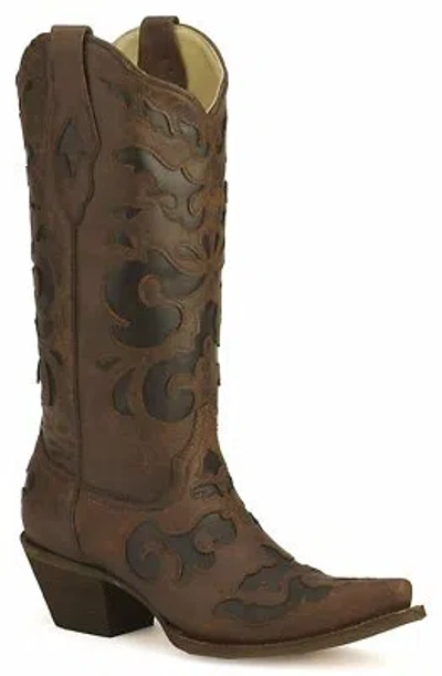 Pre-owned Corral Boots Corral Women's Vintage Goat Inlay Fashion Boots In Distressed