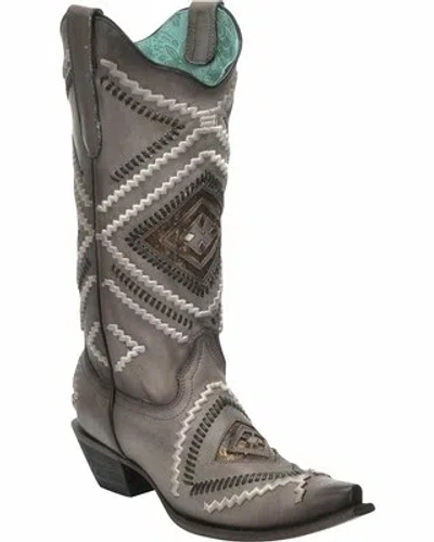 Pre-owned Corral Boots Corral Women's Woven Diamond Inlay Boot Snip Toe - C3135 In Distressed