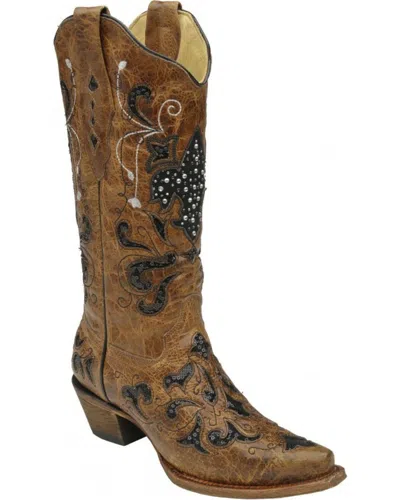 Pre-owned Corral Boots Corral Womens 100% Leather Snip Toe Boot A2856 In Tan