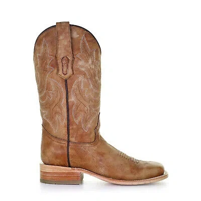 Pre-owned Corral Boots Corral Womens Classic Cowboy Boots Leather Tan In Brown