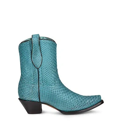 Pre-owned Corral Boots Corral Womens Exotic Python Cowboy Boots Snake Turquoise In Blue