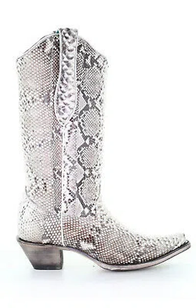 Pre-owned Corral Boots Corral Womens Python Cowboy Boots Snake Natural
