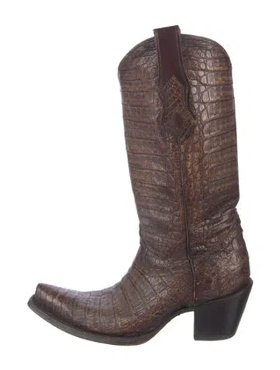 Pre-owned Corral Boots Embossed Leather Western Boots In Brown