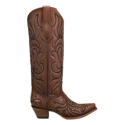Pre-owned Corral Boots Embroidered Snip Toe Cowboy Womens Brown Casual Boots Z5298