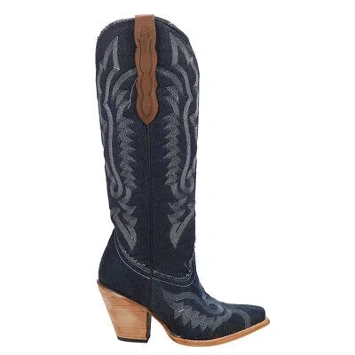 Pre-owned Corral Boots Embroidered Tall Pointed Toe Cowboy Womens Blue Casual Boots Z5226