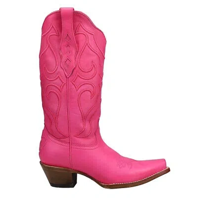 Pre-owned Corral Boots Fuchsia Embroidered Snip Toe Cowboy Womens Pink Western Cowboy Boo