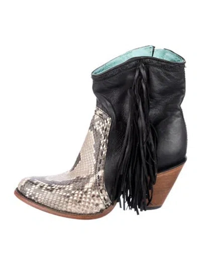 Pre-owned Corral Boots Leather Animal Print Western Boots In Black