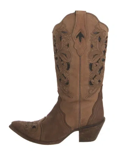Pre-owned Corral Boots Leather Colorblock Pattern Western Boots In Brown