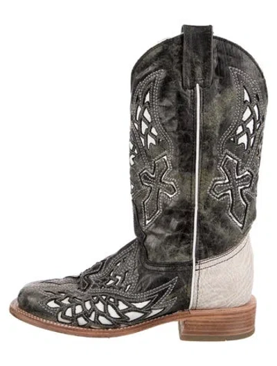 Pre-owned Corral Boots Leather Colorblock Pattern Western Boots In Multi
