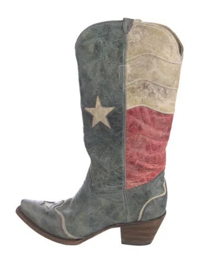 Pre-owned Corral Boots Leather Colorblock Pattern Western Boots In Multicolor
