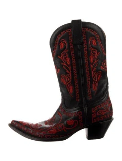 Pre-owned Corral Boots Leather Floral Print Western Boots In Multicolor