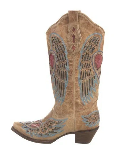 Pre-owned Corral Boots Leather Graphic Print Western Boots In Brown