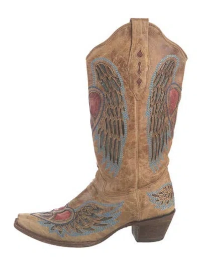 Pre-owned Corral Boots Leather Graphic Print Western Boots In Brown