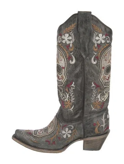 Pre-owned Corral Boots Leather Graphic Print Western Boots In Brown