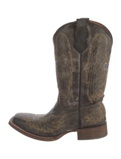 Pre-owned Corral Boots Leather Patterned Western Boots In Brown