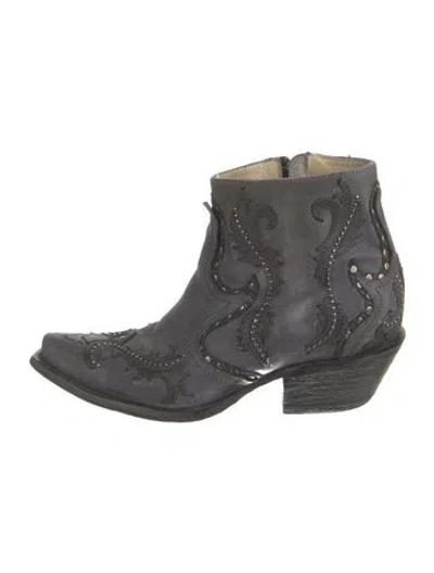 Pre-owned Corral Boots Leather Patterned Western Boots In Gray