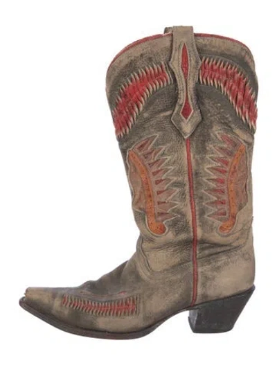 Pre-owned Corral Boots Leather Patterned Western Boots In Neutral