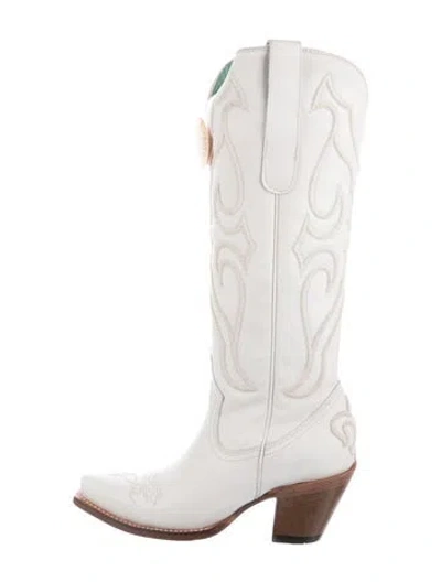 Pre-owned Corral Boots Leather Patterned Western Boots In Neutral