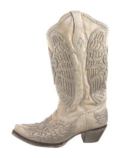 Pre-owned Corral Boots Leather Patterned Western Boots In Neutral