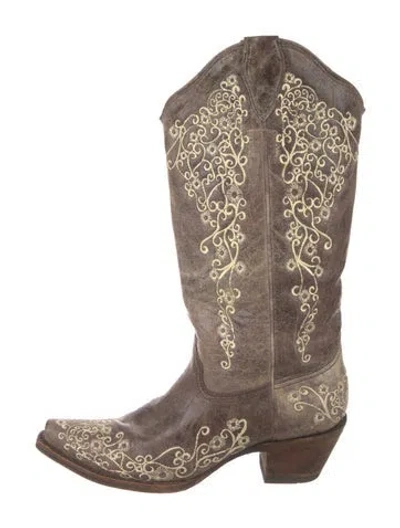 Pre-owned Corral Boots Leather Patterned Western Boots In Neutral
