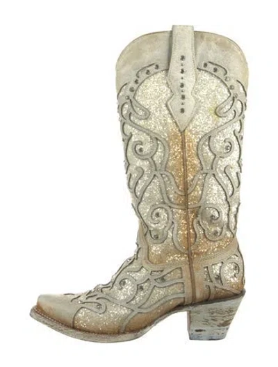 Pre-owned Corral Boots Leather Patterned Western Boots In Neutrals