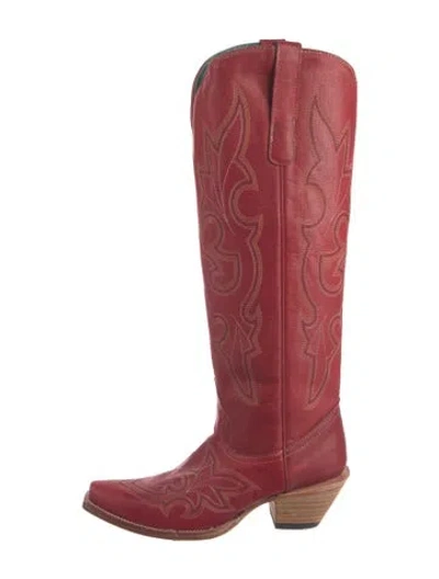 Pre-owned Corral Boots Leather Patterned Western Boots In Red