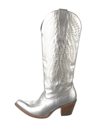 Pre-owned Corral Boots Leather Patterned Western Boots In Silver