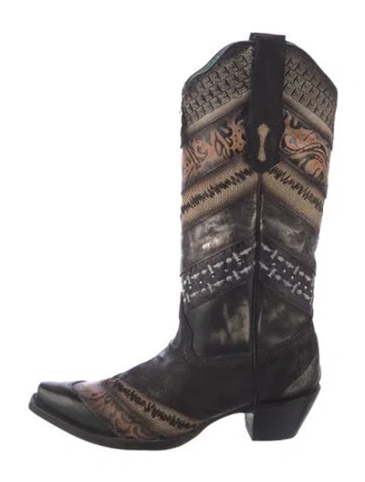 Pre-owned Corral Boots Leather Printed Boots In Brown