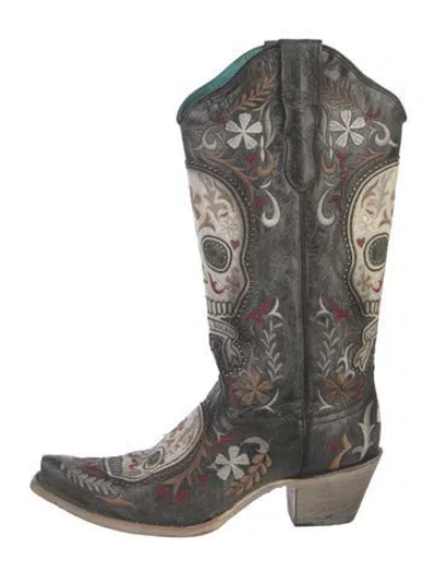 Pre-owned Corral Boots Leather Printed Western Boots In Brown