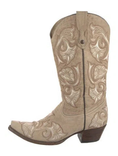Pre-owned Corral Boots Leather Printed Western Boots In Neutral