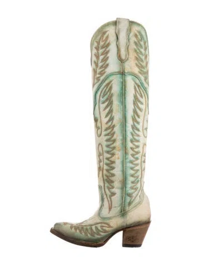 Pre-owned Corral Boots Leather Printed Western Boots W/ Tags In Neutral