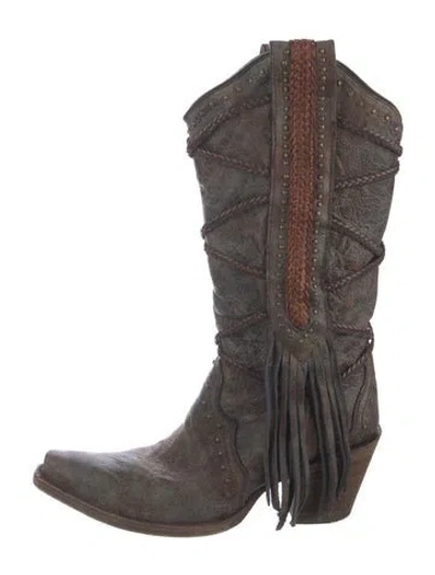 Pre-owned Corral Boots Leather Studded Accents Western Boots In Brown
