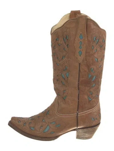 Pre-owned Corral Boots Leather Western Boots In Brown