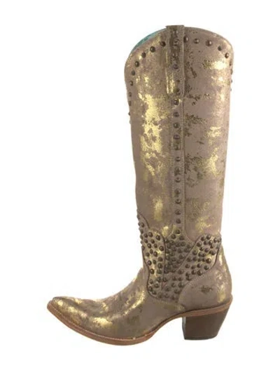 Pre-owned Corral Boots Leather Western Boots In Gold