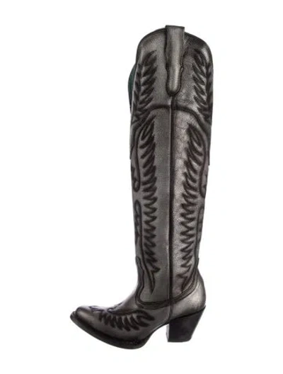 Pre-owned Corral Boots Leather Western Boots In Gray