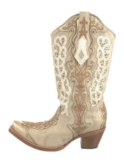 Pre-owned Corral Boots Leather Western Boots In Neutral