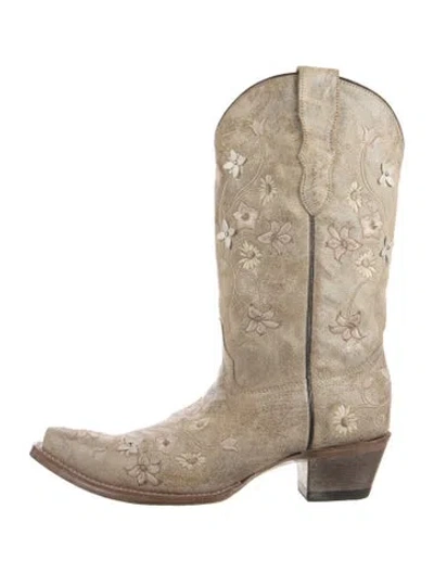 Pre-owned Corral Boots Leather Western Boots In Neutral