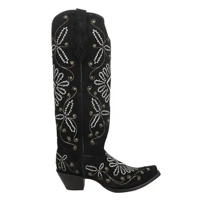 Pre-owned Corral Boots Luminescent Embroidered Studded Tall Snip Toe Cowboy Womens Black