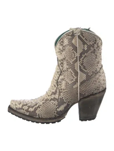Pre-owned Corral Boots Python Animal Print Western Boots In Neutrals