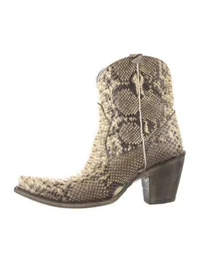 Pre-owned Corral Boots Snakeskin Animal Print Western Boots In Neutrals