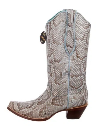 Pre-owned Corral Boots Snakeskin Animal Print Western Boots W/ Tags In Gray