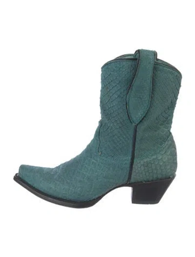 Pre-owned Corral Boots Snakeskin Western Boots In Green