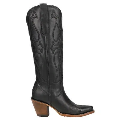 Pre-owned Corral Boots Stitch Pattern Embroidery Snip Toe Cowboy Womens Black Casual Boot