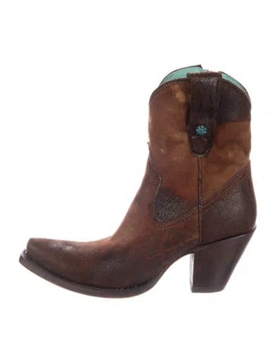 Pre-owned Corral Boots Suede Western Boots In Brown