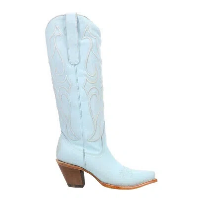 Pre-owned Corral Boots Tall Embroidered Snip Toe Cowboy Womens Blue Casual Boots Z5254